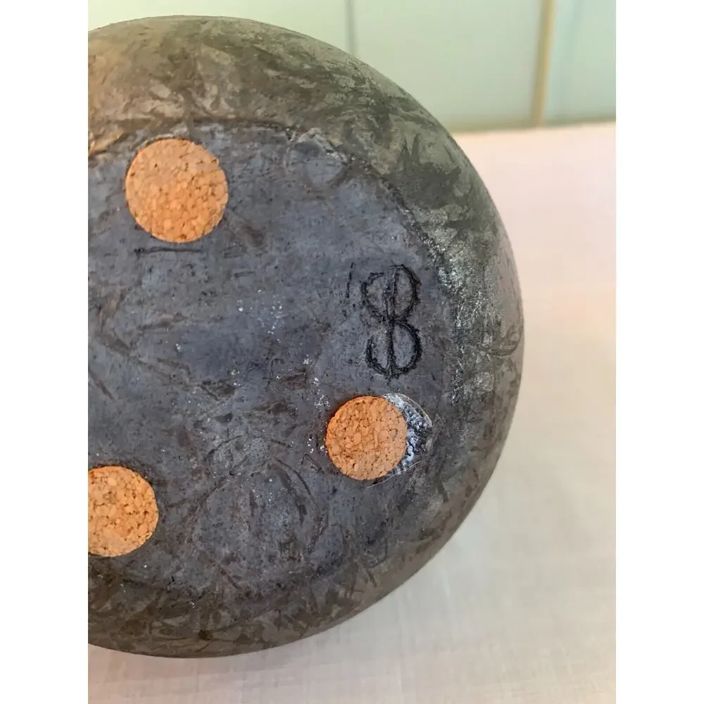 Raku Ceramic Pottery Vase, Dark Blue Gray Reds Signed by Artist.